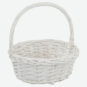 Корзина плетеная ива белый для цветов и подарков, D26