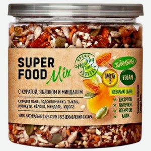 Смесь семян Царская Приправа Superfood Mix с курагой, сушеным яблоком и миндалем, 270г, 270 г
