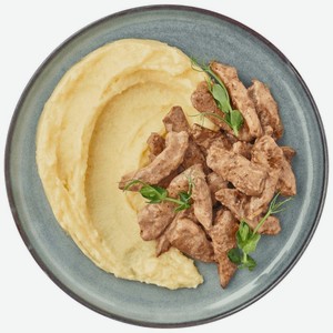 Печень По-Строгановски с картофельным пюре Перекрёсток Select 300г, 300 г