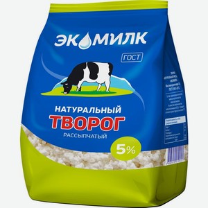 Творог Экомилк натуральный рассыпчатый 5% БЗМЖ 350г, 350 г