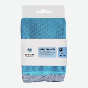Салфетки для мытья окон из микрофибры Wellfort 30*30см 2шт