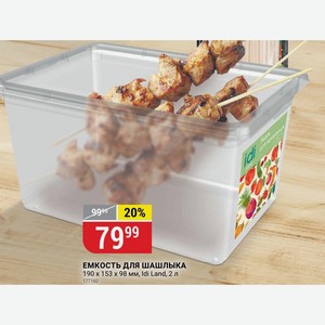 ЕМКОСТЬ ДЛЯ ШАШЛЫКА 190 х 153 x 98 мм, Idi Land, 2 л