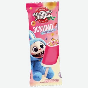 Мороженое Чистая Линия пломбир с рисовыми шариками малина эскимо 70 г