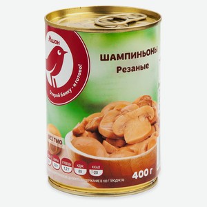 Шампиньоны АШАН Красная птица резаные, 400 г