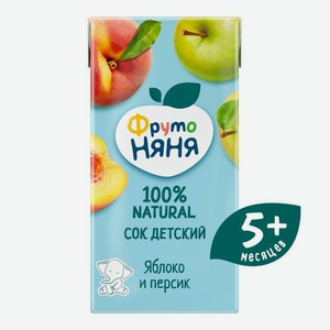 Сок ФрутоНяня яблочно-персиковый без сахара, 200мл