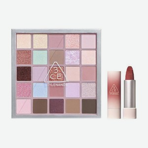 3CE Набор: Палетка теней для век XL Eyeshadow Palette + Матовая помада для губ Cashmere Hug Lipstick, Mood Shifter + 10 DREAMY
