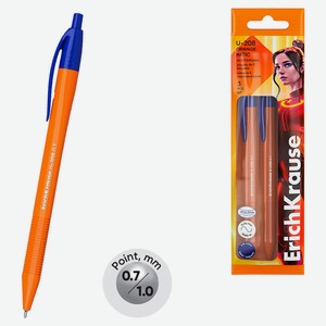Набор шариковых автоматических ручек ErichKrause U-208 Orange синии, 3 шт