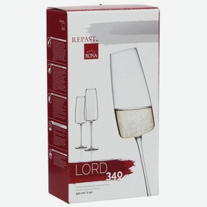 Набор бокалов Rona Lord для шампанского из хрустального стекла 2х340мл, 2 шт