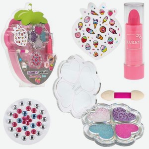 Набор декоративной косметики LUKKY тени с блёстками бальзам для губ стикеры для ногтей стразы для лица