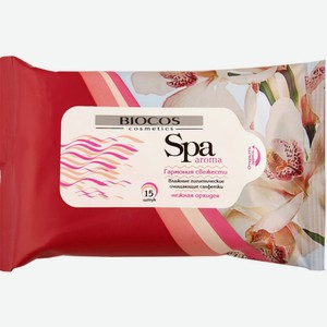 Салфетки BIOCOS Spa Aroma Нежная орхидея влаж., Россия, 15 шт