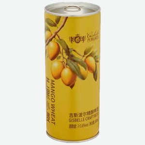 Пивной напиток Gisbelle Craft Mango Wheat нефильтрованный светлый 0,88 л ж/б