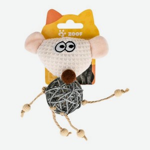 Игрушка для кошек мышка в шарике вьюн с колокольчиком Zoof