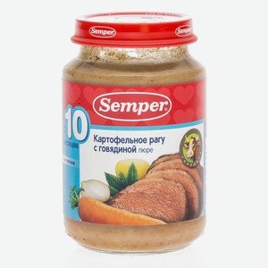 Пюре Semper картофельное рагу/говядина с 10мес 190г ст/б