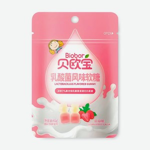 Мармелад Biobor с лактобактериями со вкусом клубники жевательный, 45г, 45 г