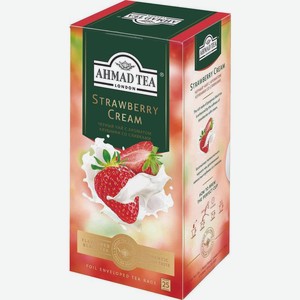 Чай черный Ahmad Strawberry Cream с ароматом клубники со сливками 25х1.5г, 25 шт