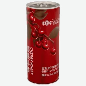 Пивной напиток Gisbelle Craft Cherry Wheat нефильтрованный светлый 0,88 л ж/б
