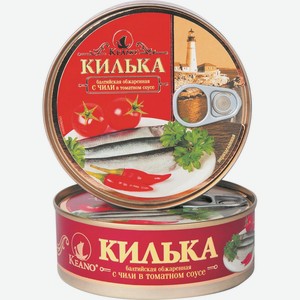 Килька В Томатном Соусе Обжаренная С Чили Кеано 240г Ж/б Ключ