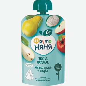Пюре Фрутоняня Яблоко/груша/творог 90г Дой-пак
