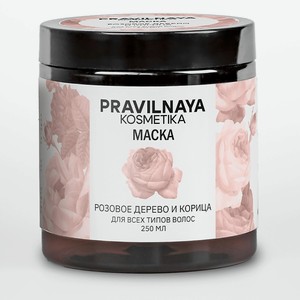 P+K PRAVILNAYA KOSMETIKA Укрепляющая маска для всех типов волос Розовое дерево & Корица, 250 мл
