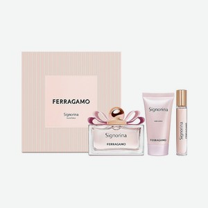 FERRAGAMO Подарочный набор женский Signorina Set, Парфюмерная вода, спрей 100 мл + лосьон для тела, 50 мл + парфюмерная вода, спрей 15 мл