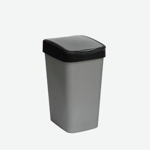Ведро для мусора с подвижной крышкой  Tandem  10 л (серый/че
