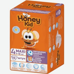 Подгузники Honey Kid Maxi размер 4 7-18кг 12шт., 12 шт