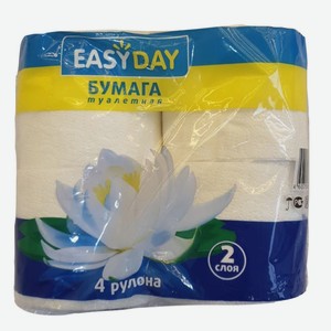 Бумага туалетная двухслойная Easy Day 4шт