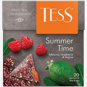 Чай Tess Summer малина-шиповник-гибискус в пирамидках, 20х2г