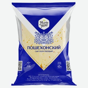Сыр полутвердый Пошехонский «Углече Поле» брикет 45% БЗМЖ, 200 г