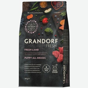 Корм сухой Grandorf Fresh Свежий Ягненок беззерновой гипоаллергенный для щенков всех пород, 10кг, 10 кг