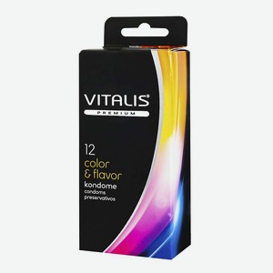 VITALIS Презервативы PREMIUM, Color&Flovor, Цветные и ароматизированные, 12 шт.