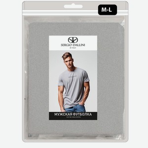 Футболка оверсайз мужская серая U-вырез с принтом SERGIO DAL