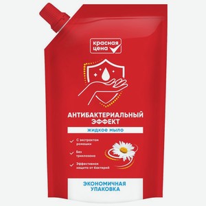 Мыло жидкое Красная цена антибактериальное с экстрактом ромашки 1л, 1 л