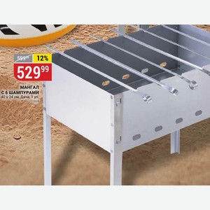 МАНГАЛ С 6 ШАМПУРАМИ 40х24 см, Дача, 1 уп.