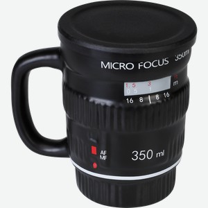 Кружка HOMECLUB Объектив, с крышкой, керамика, 350мл, Арт. 256215