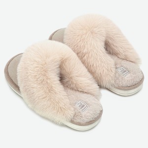 Тапочки женские LuckyLand закрытый нос зимние светло-бежевые, р. 36/37-42/43